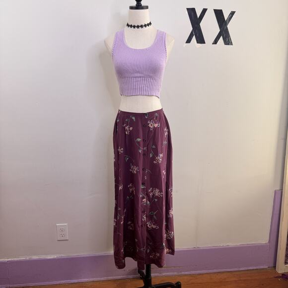 Jones New York Dresses & Skirts - Vintage 90s Jones New York 100% Silk Floral Midi Skirt Button Front Indie Fairy